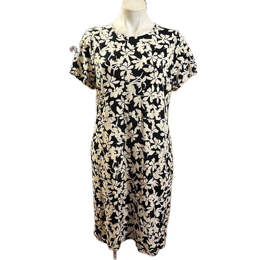 J. Jill Black/Cream Floral side button Dress M